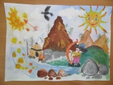 Куренная Саша, 5 лет. Возникновение луны и Уральских гор