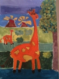 Малова Саша, 6 лет. Жирафики